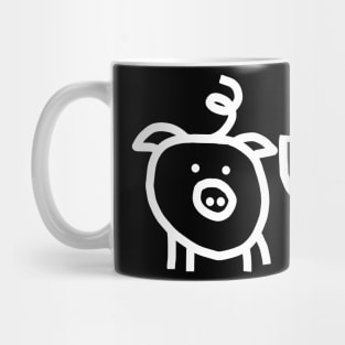 Small Pig and Elephant Minimal Line Drawing Mug